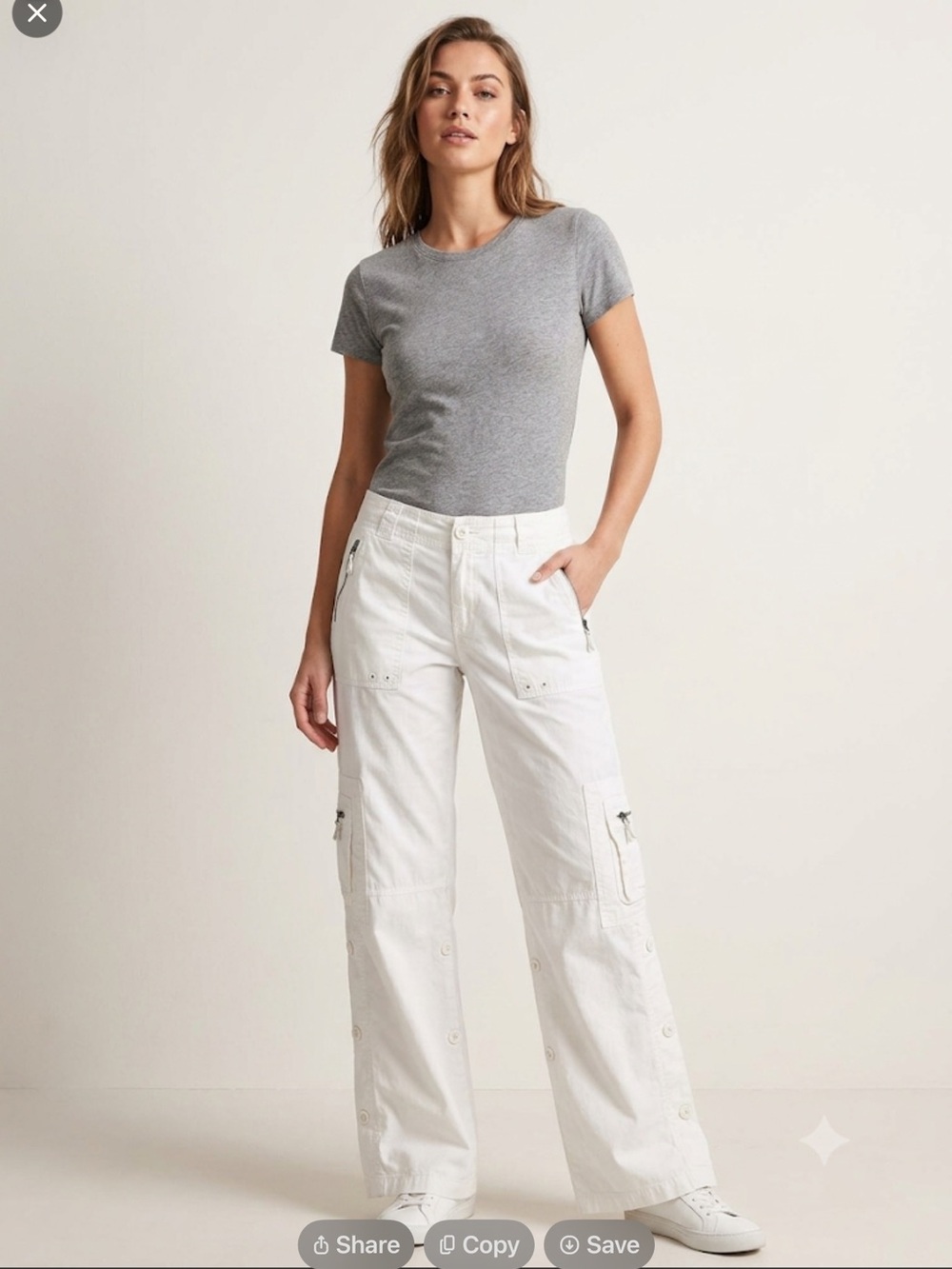 Bobby J White cream Cargo Pants cotton NWOT jr sz 9 urban street wear festival